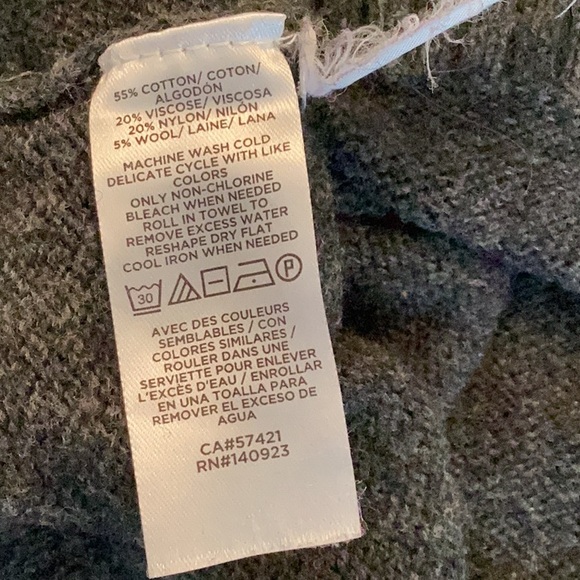 LOFT Charcoal Gray Wool & Cotton Blend Pull Over Oversized Sweater - Picture 9 of 9